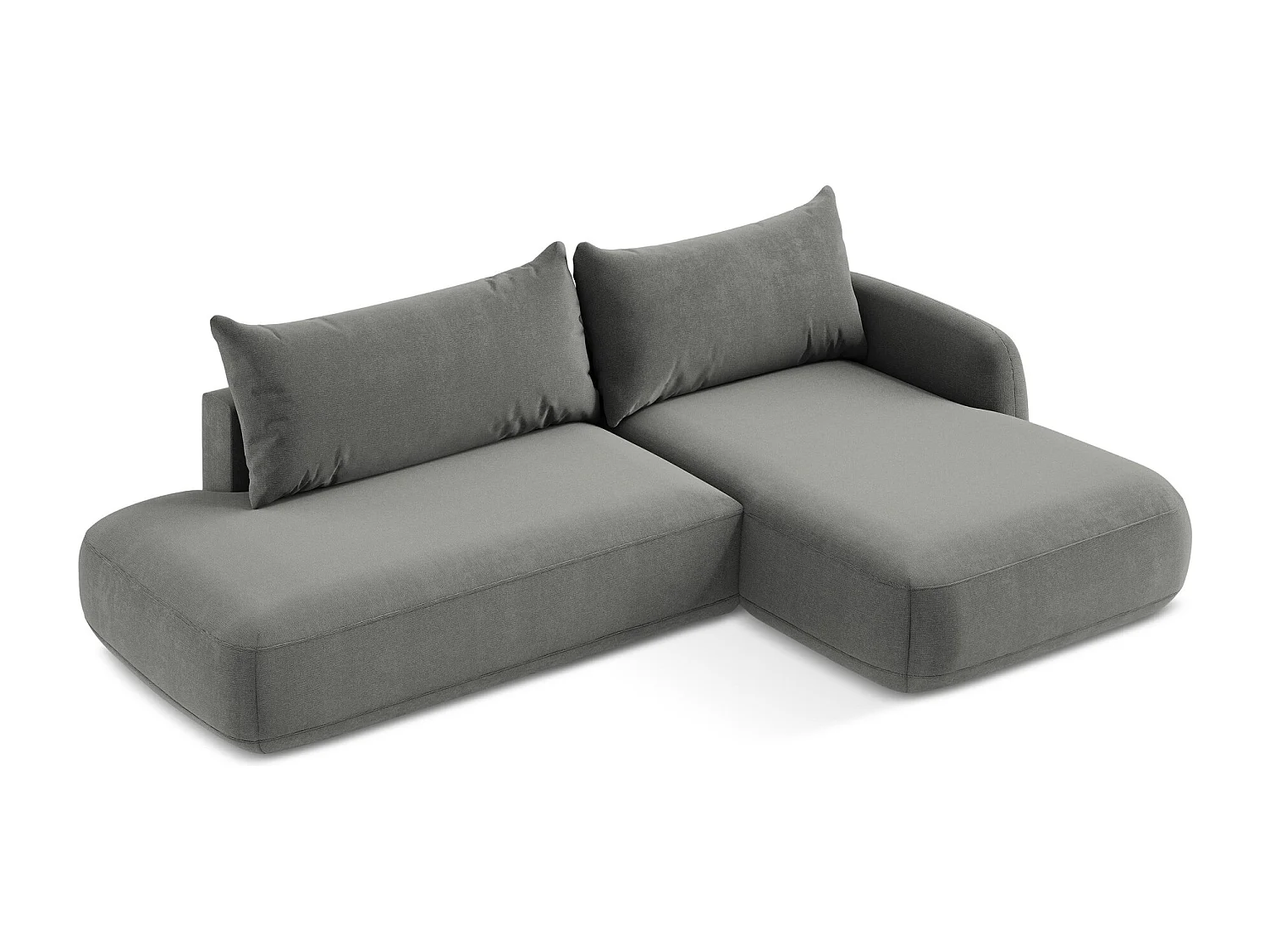 Canapé d'angle droit convertible en tissu texturé - gris - HALE