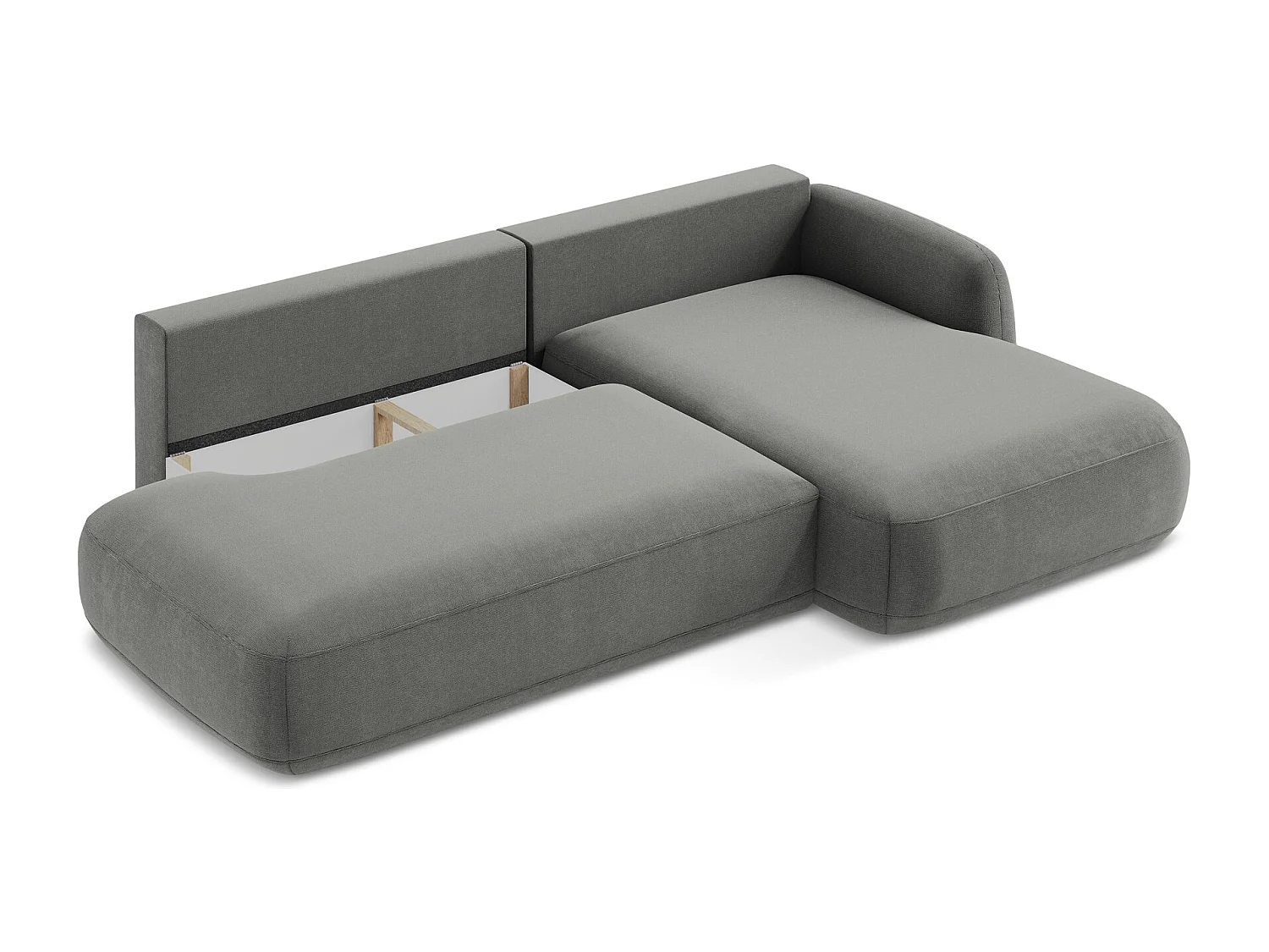 Canapé d'angle droit convertible en tissu texturé - gris - HALE