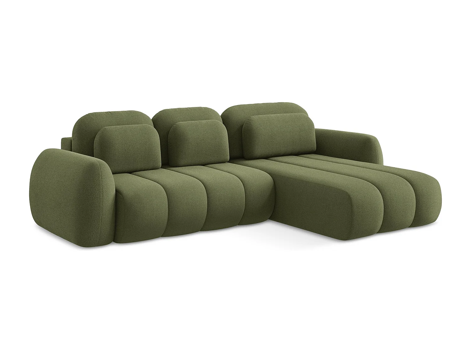 Canapé d'angle droit convertible en tissu bouclette - vert - PELE