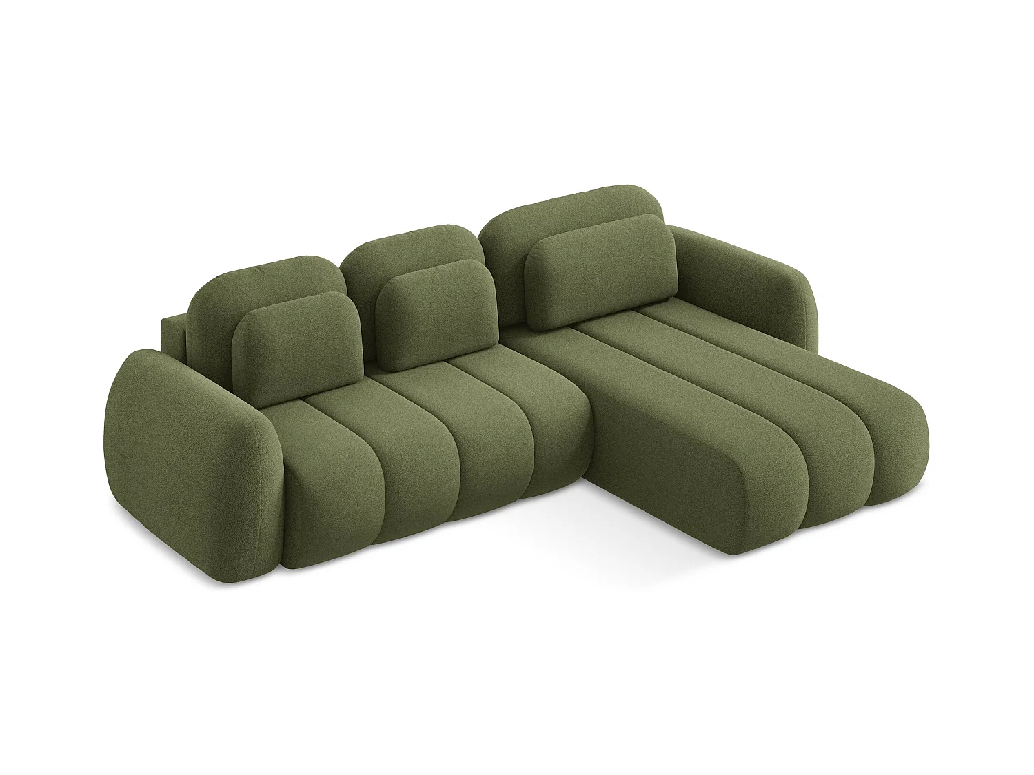 Canapé d'angle droit convertible en tissu bouclette - vert - PELE