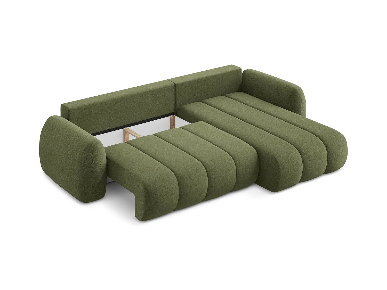 Canapé d'angle droit convertible en tissu bouclette - vert - PELE