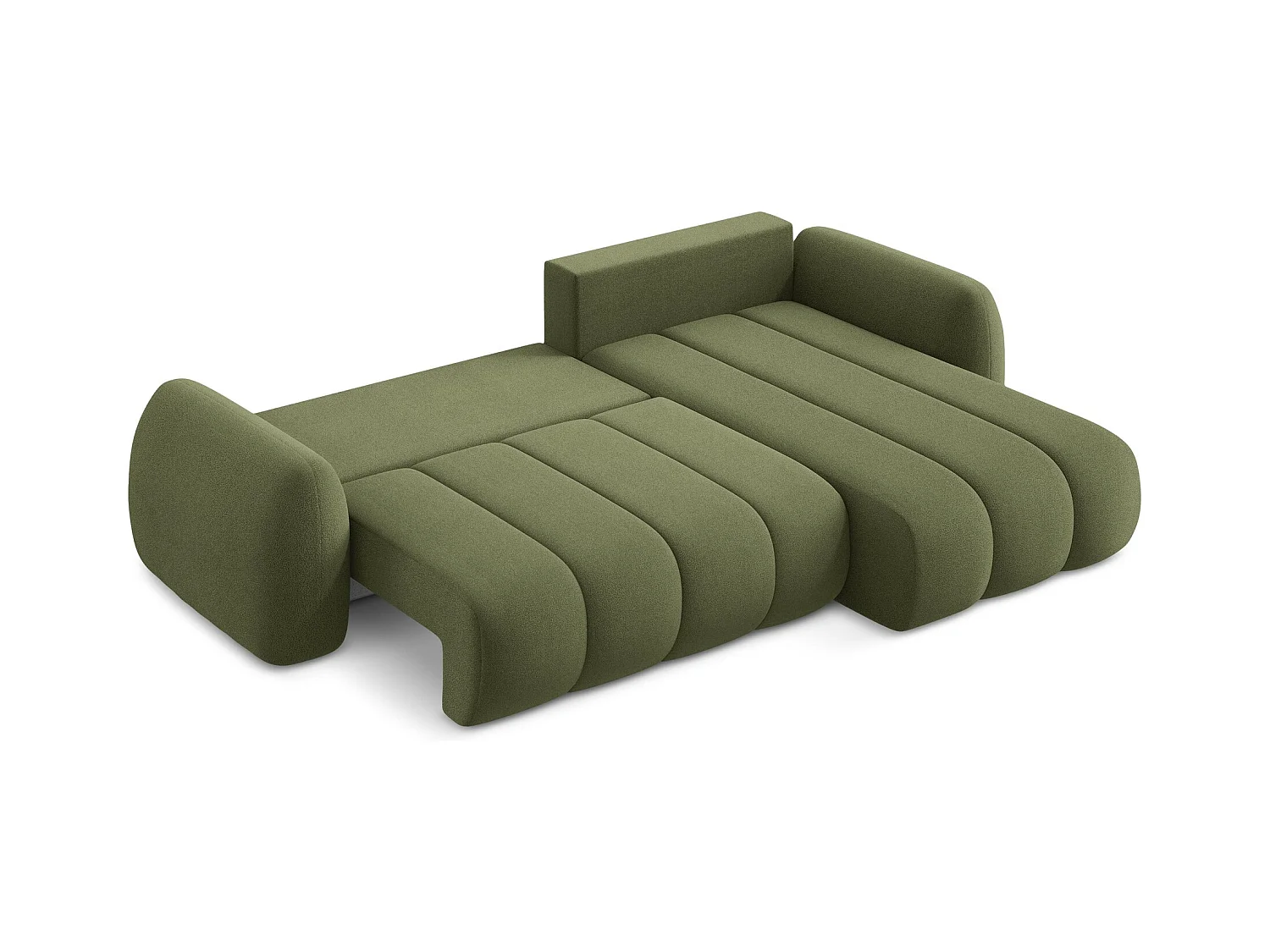Canapé d'angle droit convertible en tissu bouclette - vert - PELE