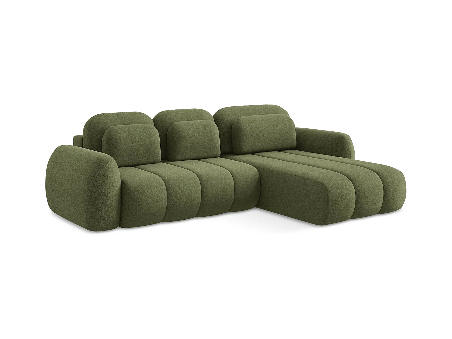 Canapé d'angle droit convertible en tissu bouclette - vert - PELE