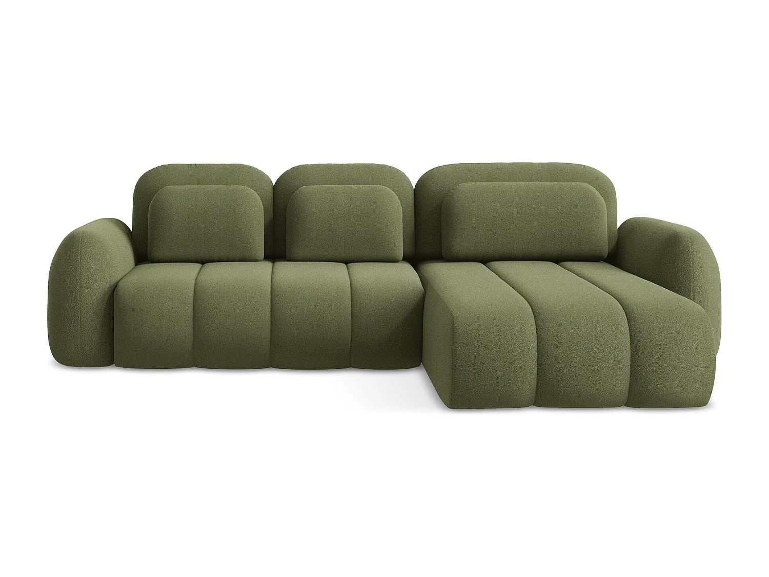 Canapé d'angle droit convertible en tissu bouclette - vert - PELE