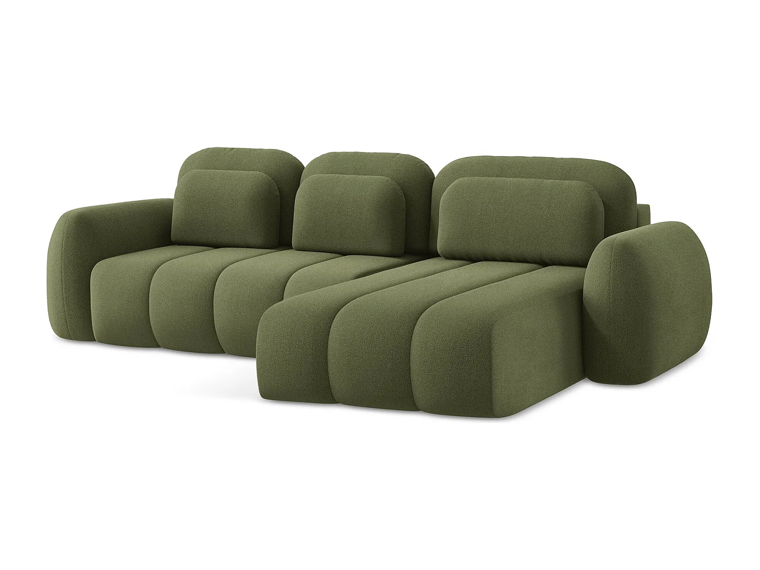 Canapé d'angle droit convertible en tissu bouclette - vert - PELE