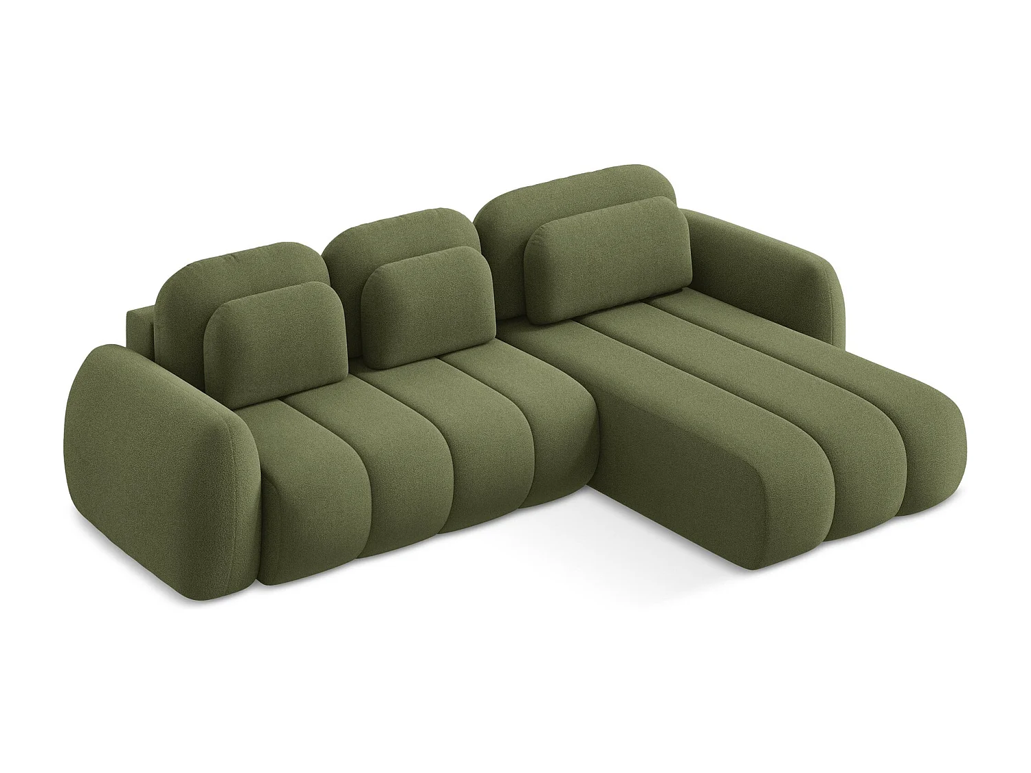 Canapé d'angle droit convertible en tissu bouclette - vert - PELE