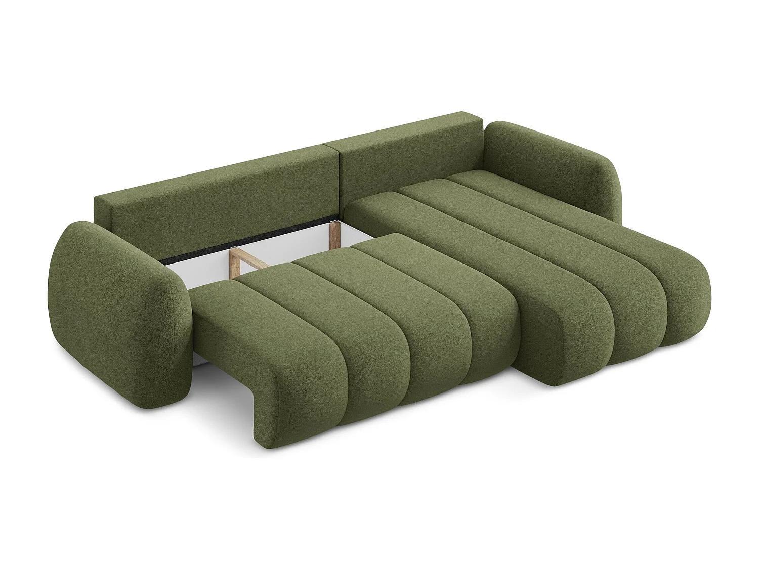 Canapé d'angle droit convertible en tissu bouclette - vert - PELE