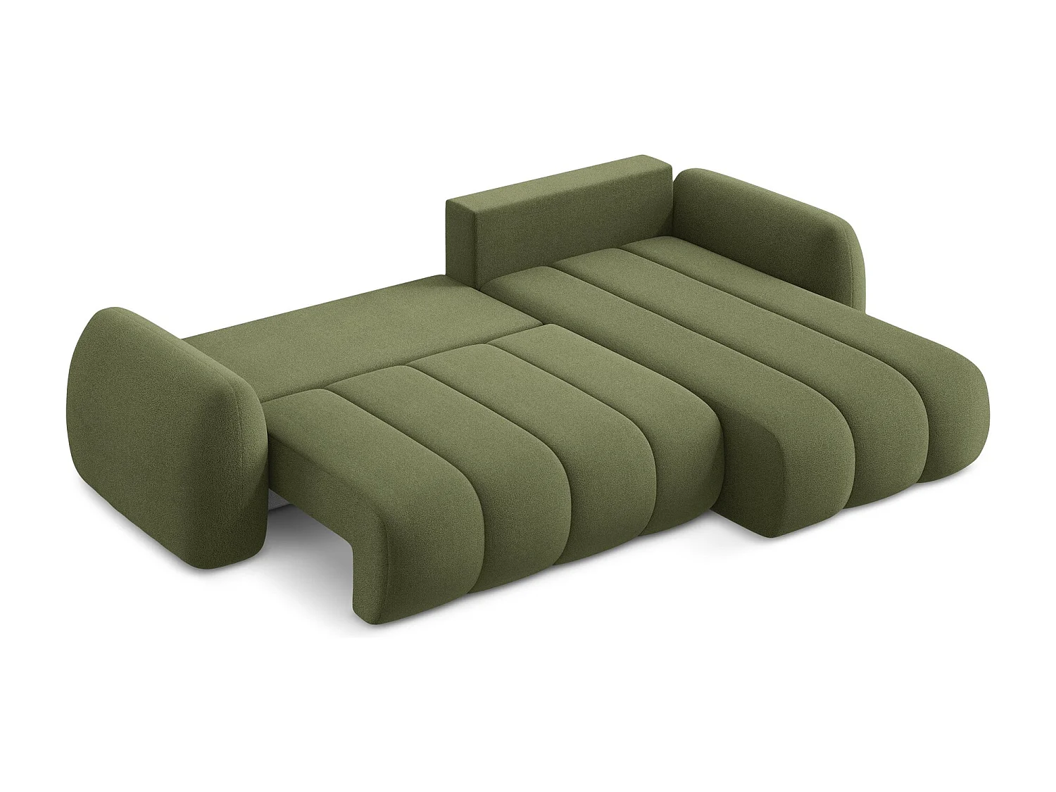Canapé d'angle droit convertible en tissu bouclette - vert - PELE