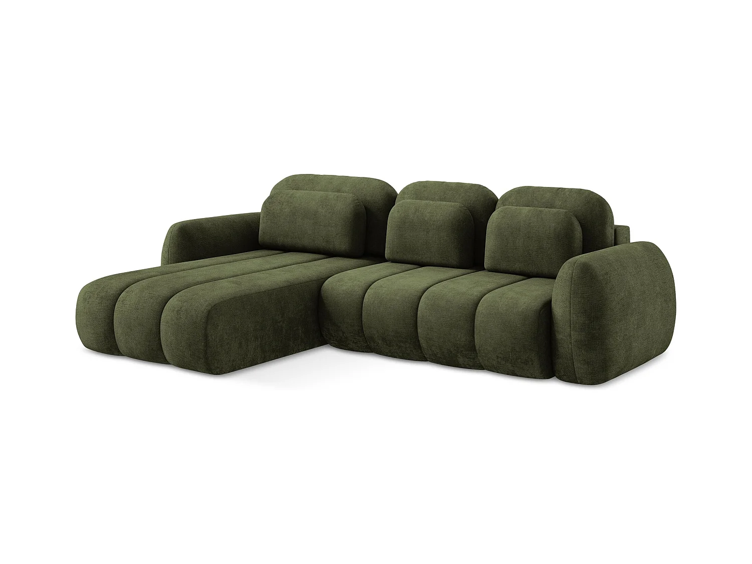 3-Sitzer Ecksofa mit Schlaffunktion - Ecke Links - Chenille - Olive - PELE