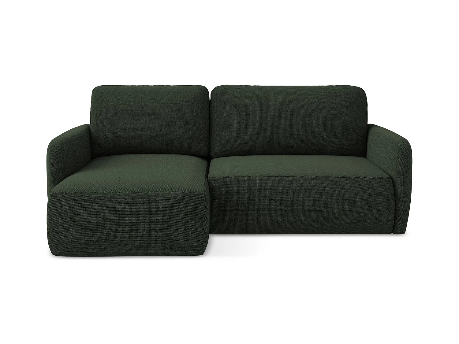 Canapé d’angle 2 places gauche convertible en tissu texturé - bouteille verte - LILO