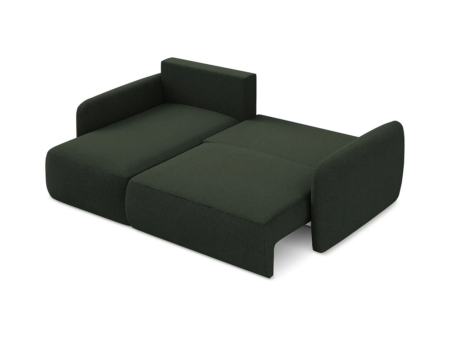 Canapé d’angle 2 places gauche convertible en tissu texturé - bouteille verte - LILO