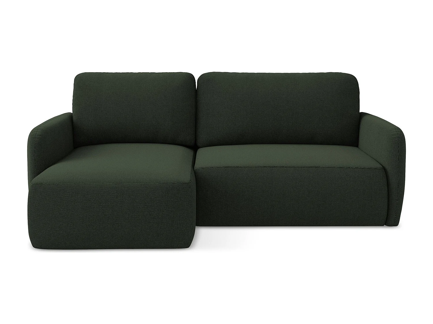 Canapé d’angle 2 places gauche convertible en tissu texturé - bouteille verte - LILO