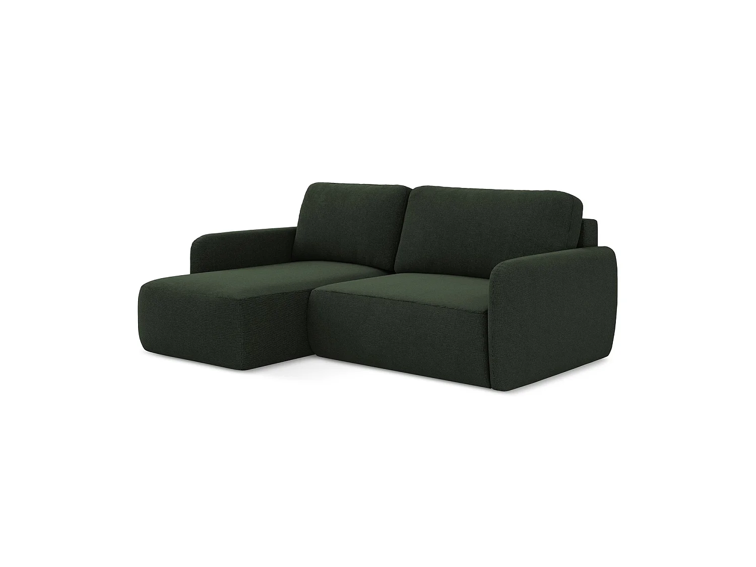 Canapé d’angle 2 places gauche convertible en tissu texturé - bouteille verte - CORLE