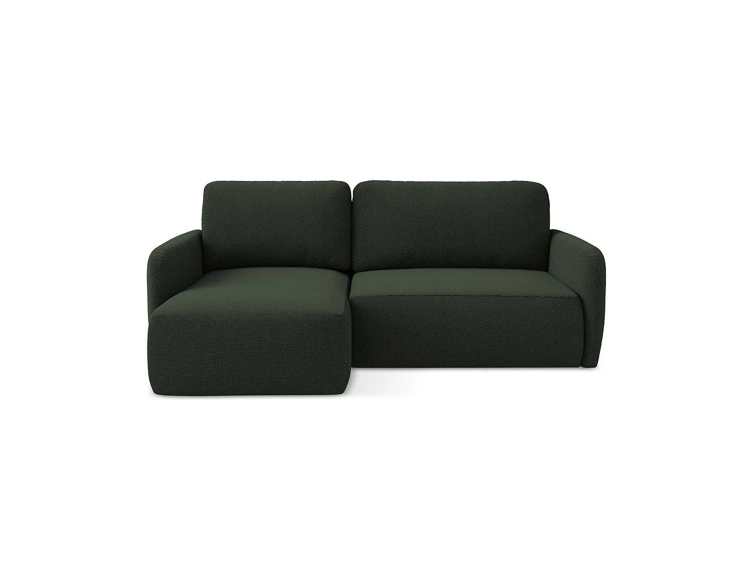 Canapé d’angle 2 places gauche convertible en tissu texturé - bouteille verte - CORLE