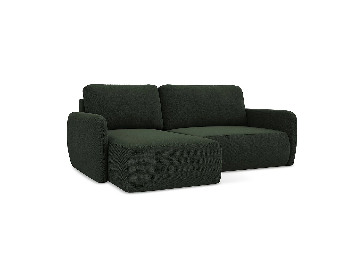 Canapé d’angle 2 places gauche convertible en tissu texturé - bouteille verte - CORLE