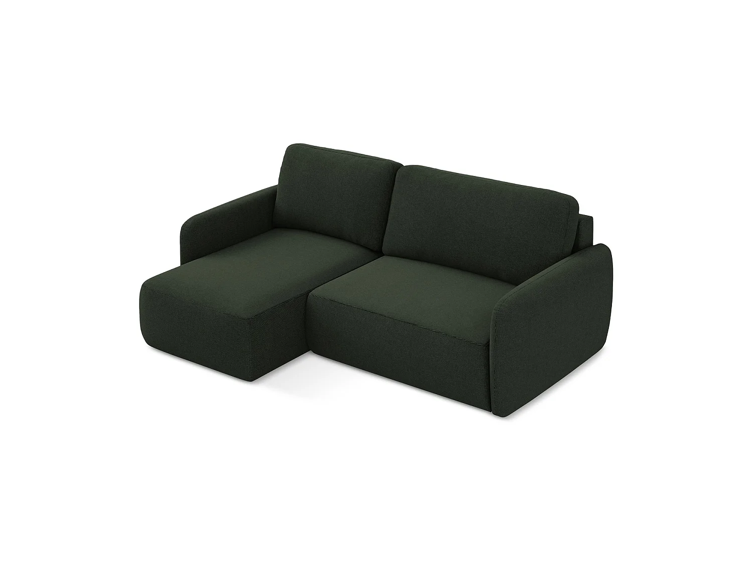 Canapé d’angle 2 places gauche convertible en tissu texturé - bouteille verte - CORLE