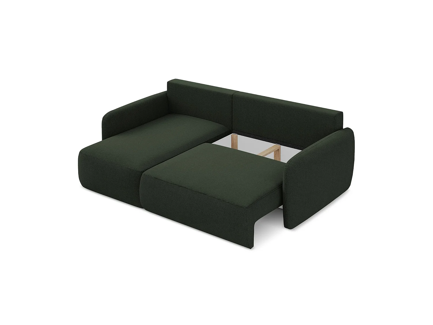 Canapé d’angle 2 places gauche convertible en tissu texturé - bouteille verte - CORLE