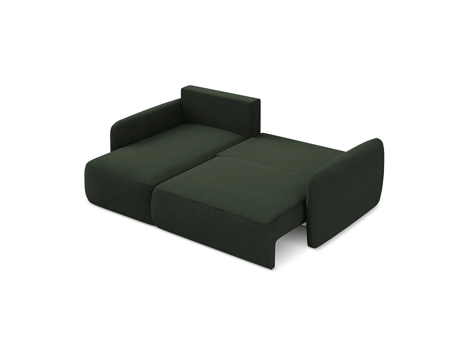 Canapé d’angle 2 places gauche convertible en tissu texturé - bouteille verte - CORLE