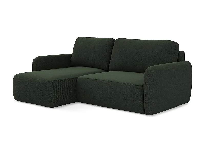2-Sitzer Ecksofa mit Schlaffunktion - Ecke Links - Strukturstoff - Flaschengrün - LILO