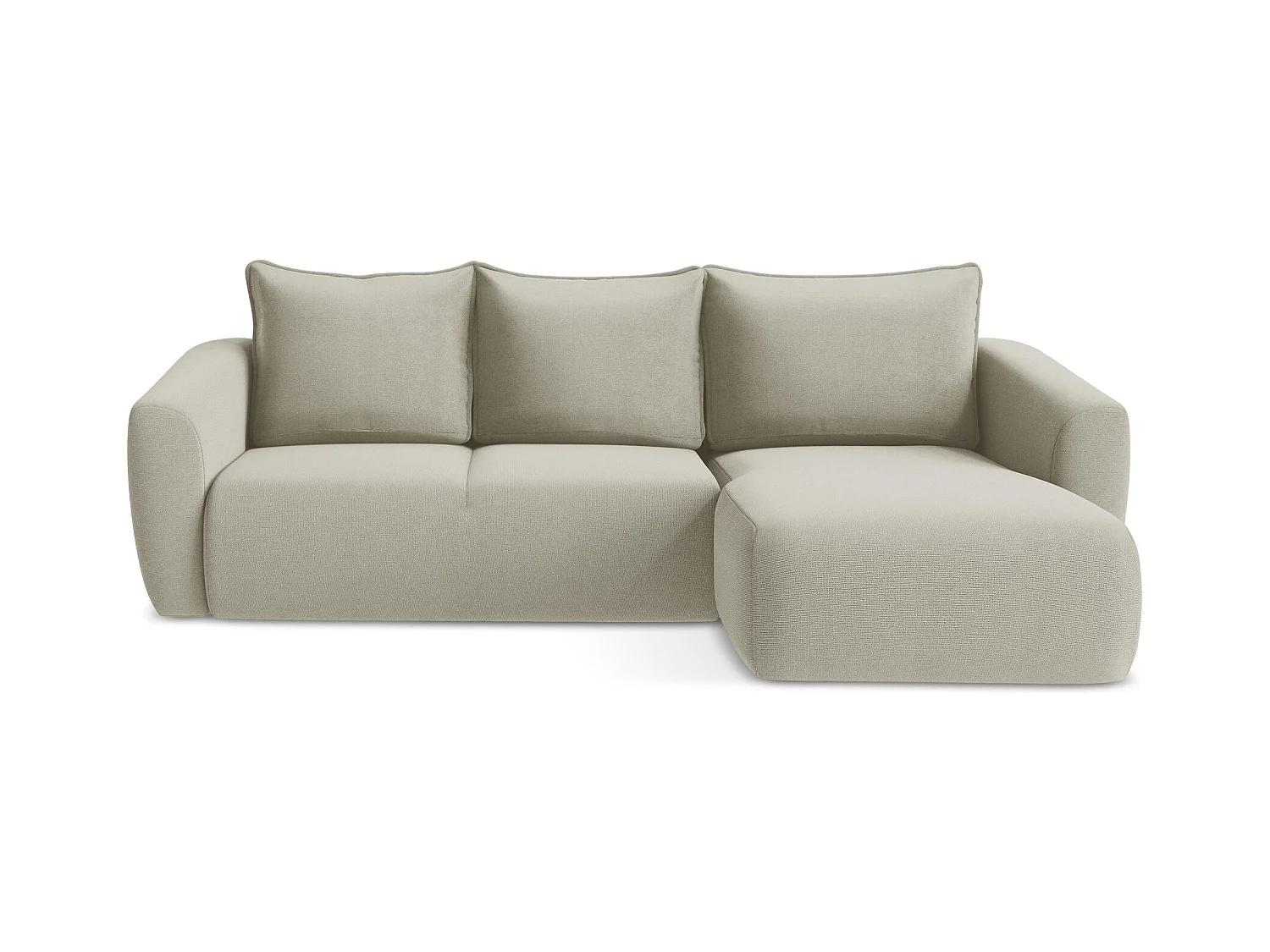 Canapé d'angle droit convertible en tissu texturé - beige clair - GUAVA