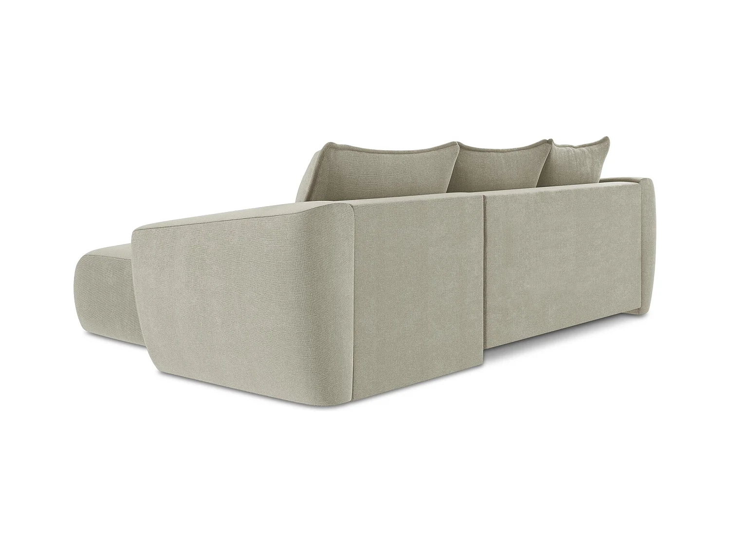 Canapé d'angle droit convertible en tissu texturé - beige clair - GUAVA