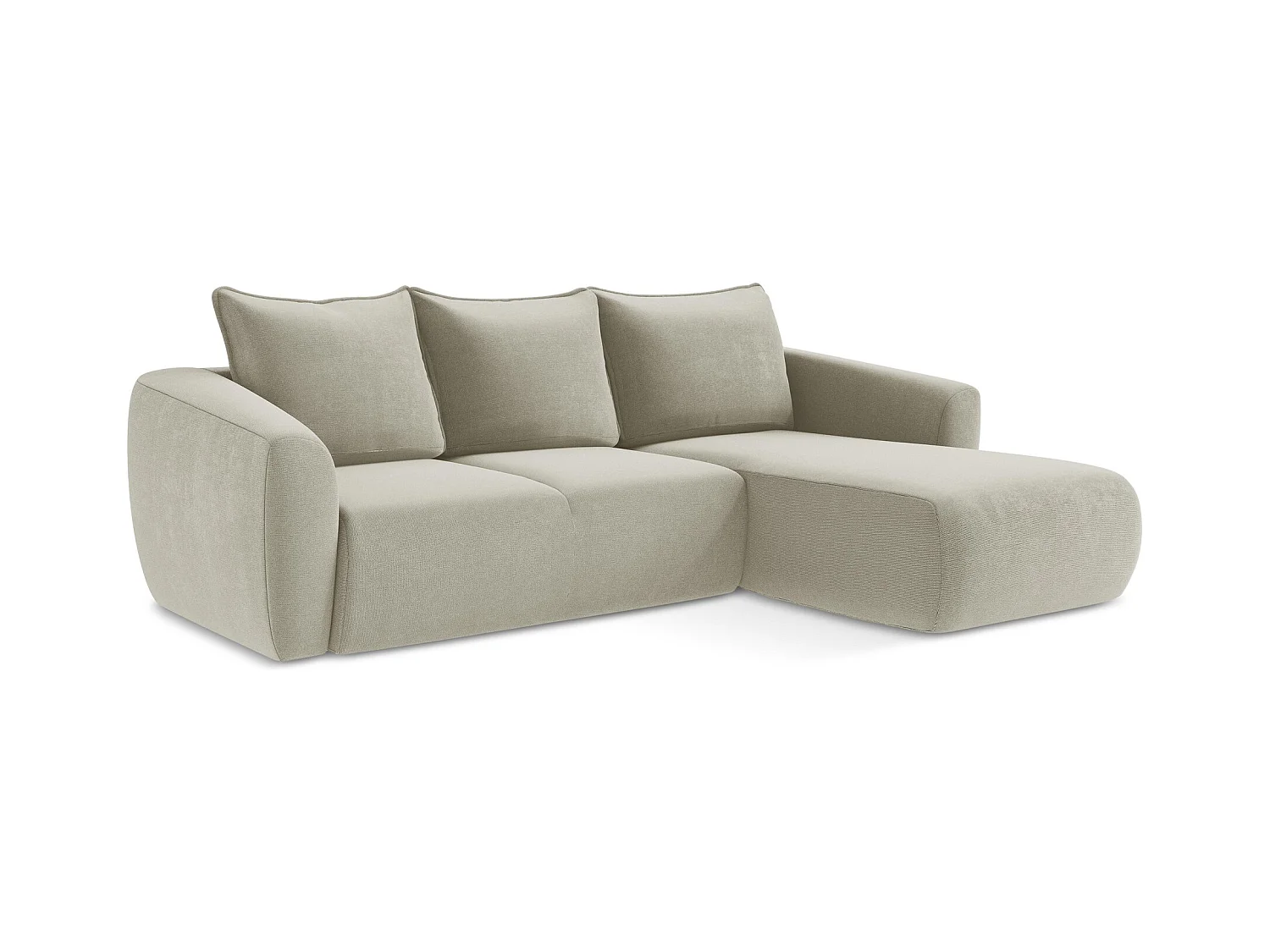 Ecksofa mit Schlaffunktion - Ecke Rechts - Strukturstoff - Hell beige - GUAVA