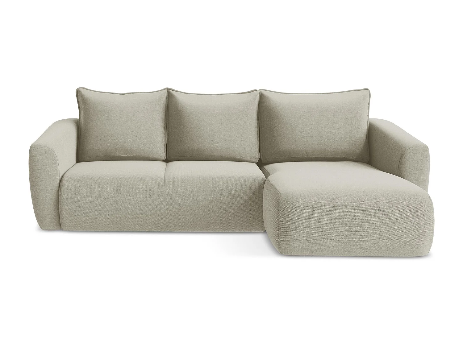 Canapé d'angle droit convertible en tissu texturé - beige clair - GUAVA