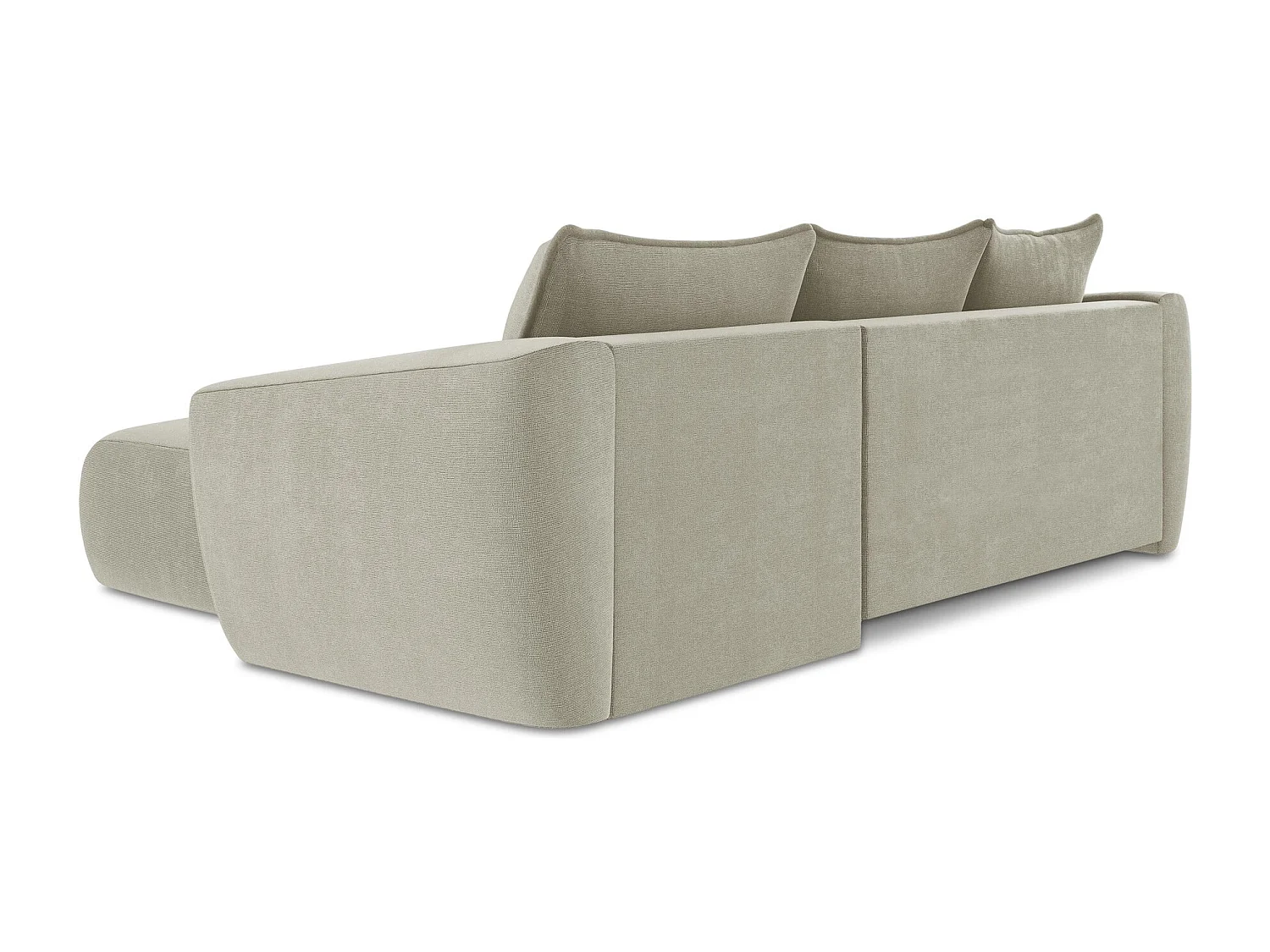 Canapé d'angle droit convertible en tissu texturé - beige clair - GUAVA