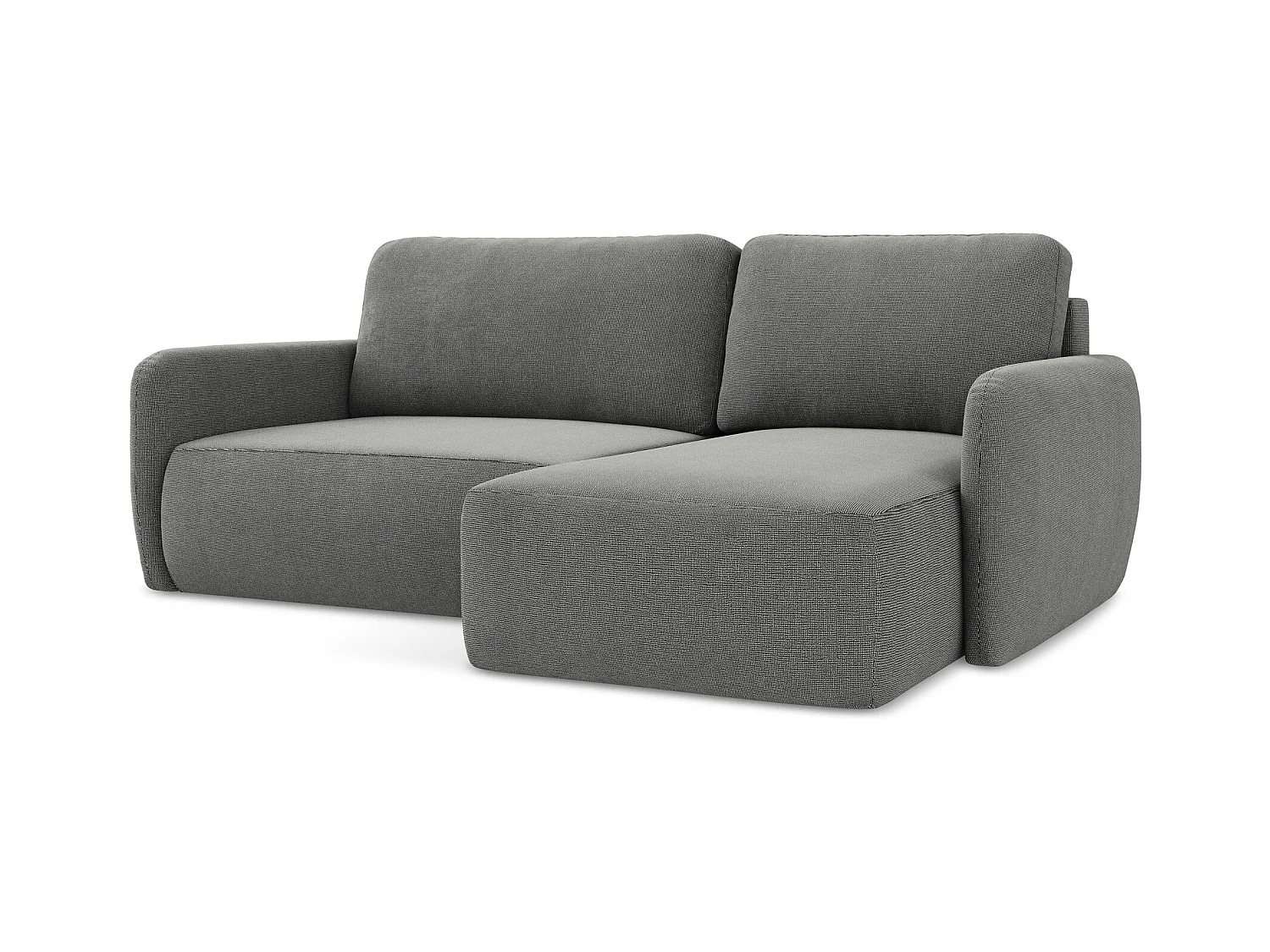 Canapé d'angle droit convertible en tissu texturé - gris - LILO