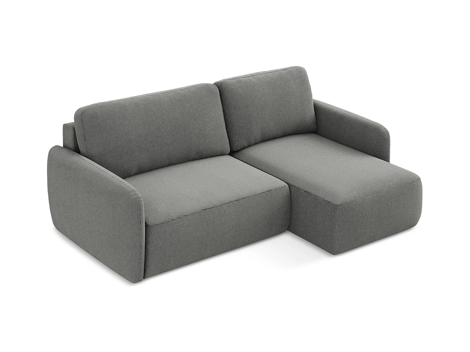 Canapé d'angle droit convertible en tissu texturé - gris - LILO