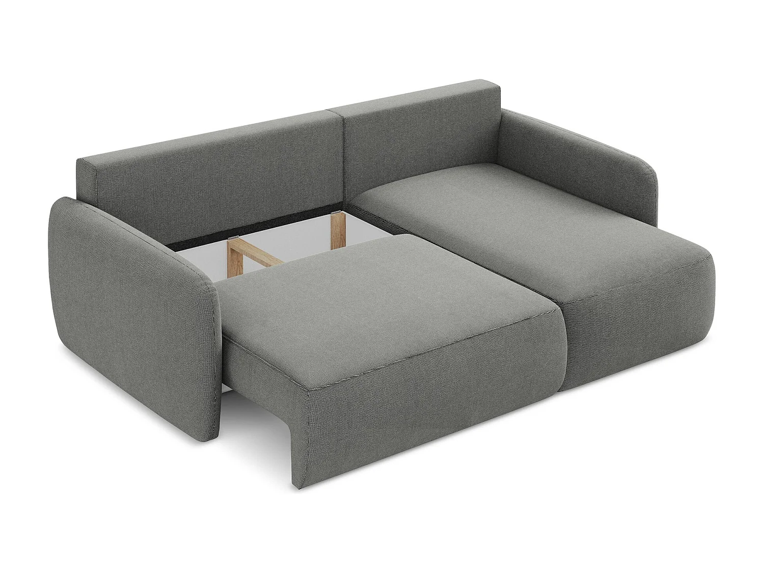 Canapé d'angle droit convertible en tissu texturé - gris - LILO