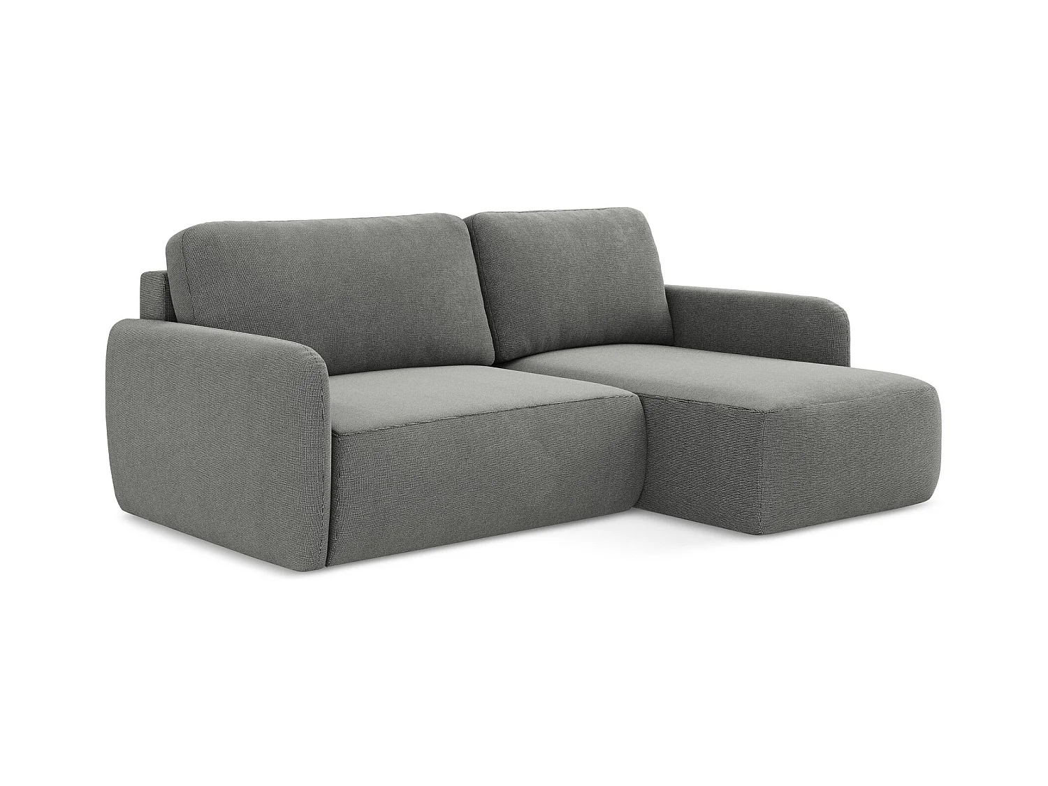 Ecksofa mit Schlaffunktion - Ecke Rechts - Strukturstoff - Grau - LILO