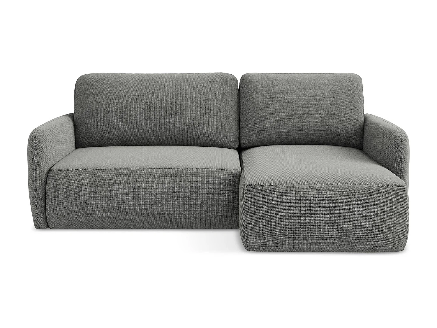 Canapé d'angle droit convertible en tissu texturé - gris - LILO