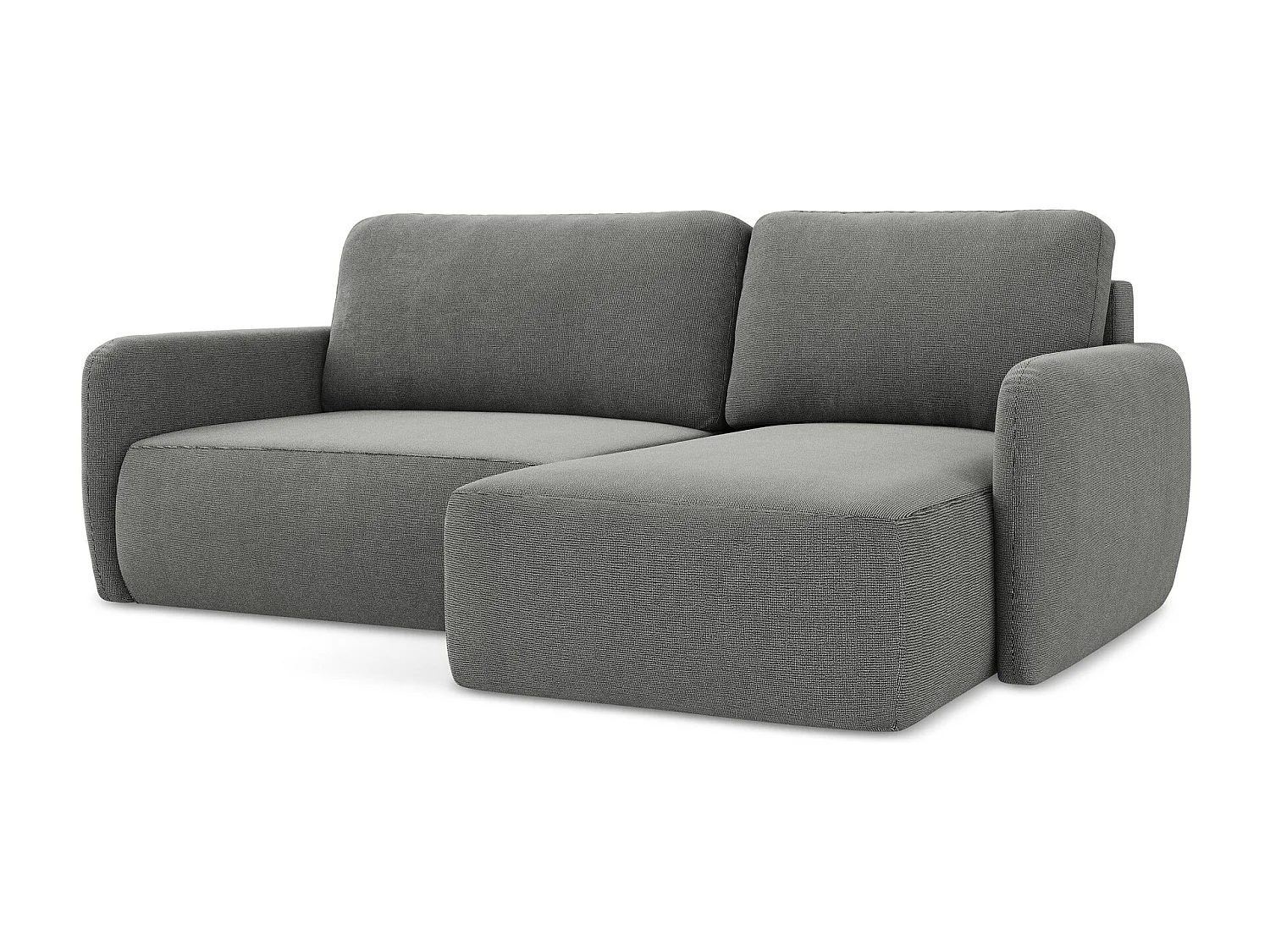 Canapé d'angle droit convertible en tissu texturé - gris - LILO