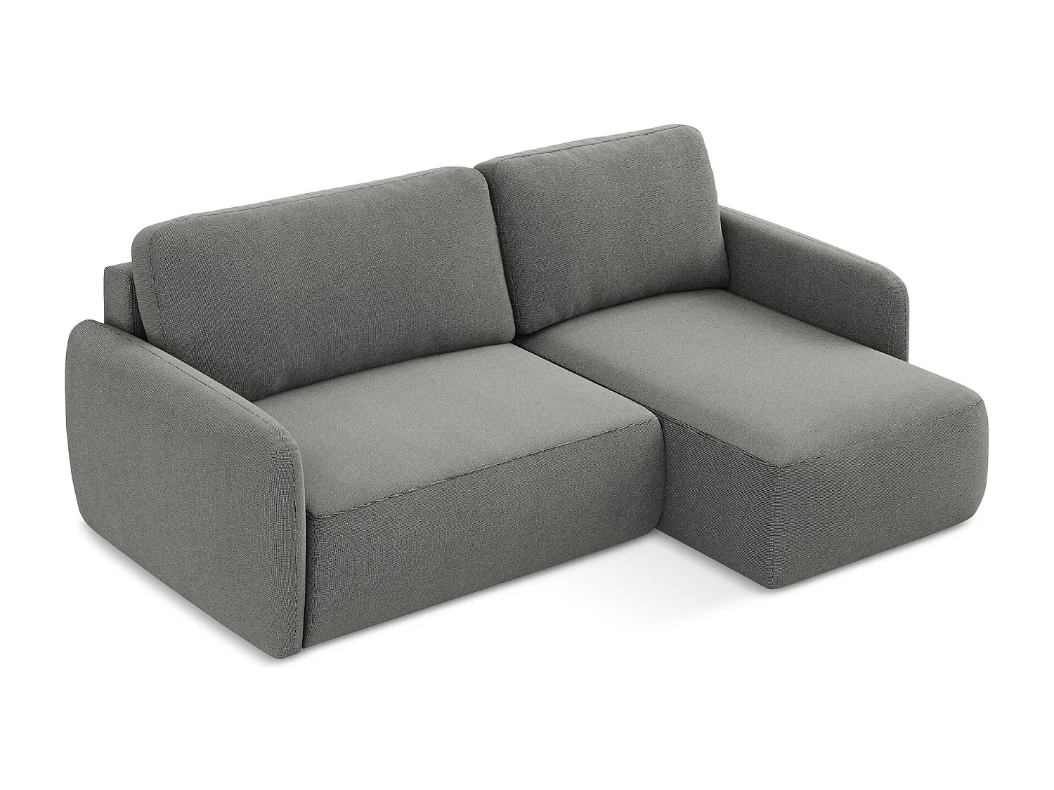 Canapé d'angle droit convertible en tissu texturé - gris - LILO