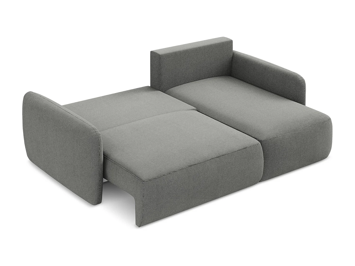 Canapé d'angle droit convertible en tissu texturé - gris - LILO