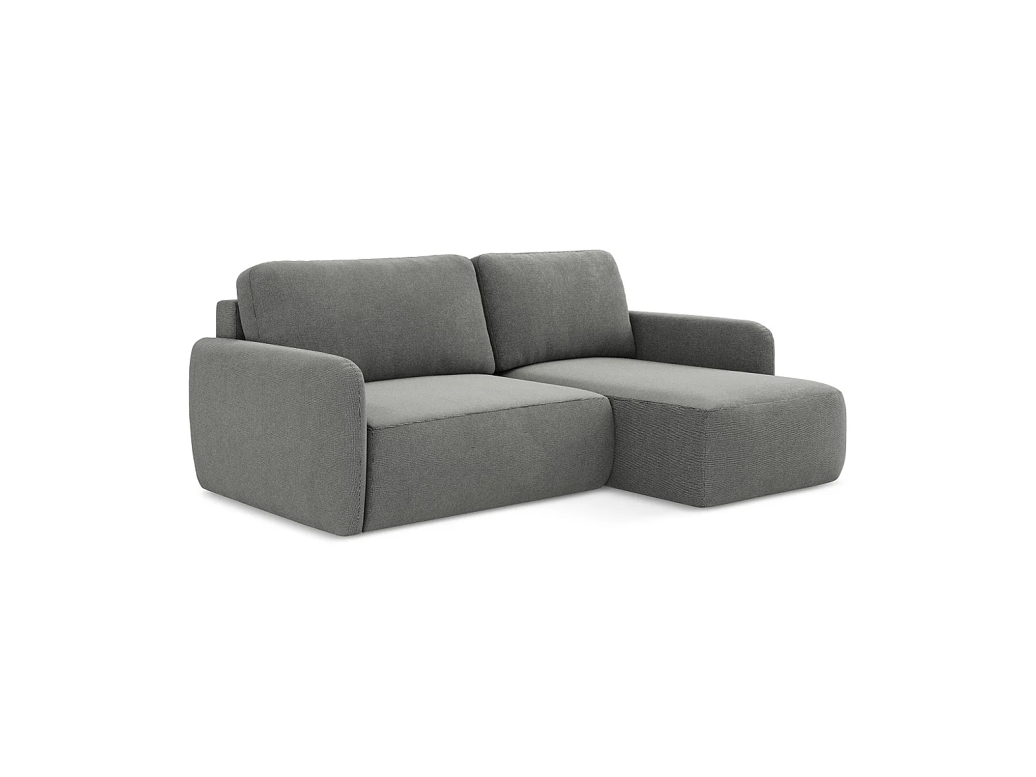 Canapé d'angle droit convertible en tissu texturé - gris - CORLE
