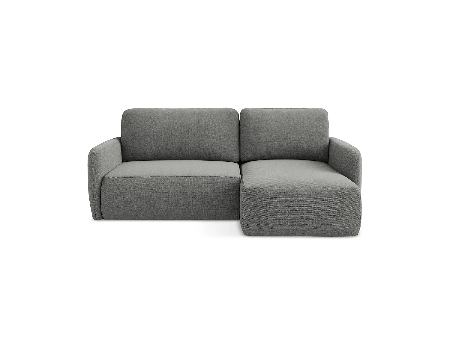 Canapé d'angle droit convertible en tissu texturé - gris - CORLE