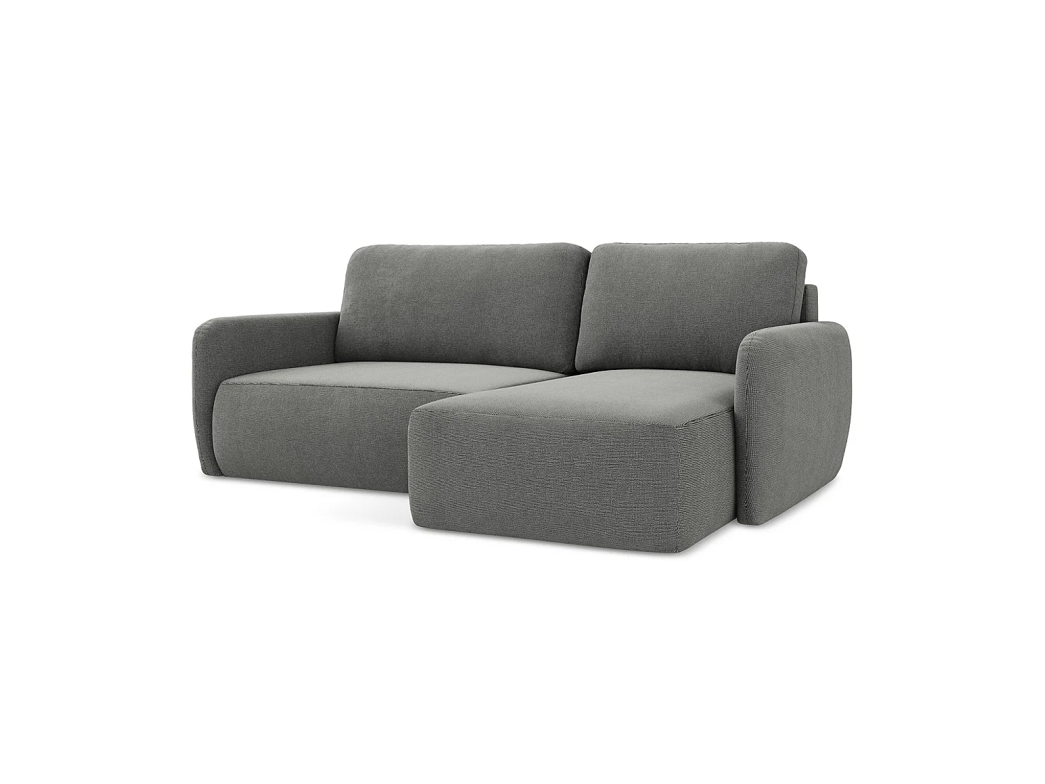 Canapé d'angle droit convertible en tissu texturé - gris - CORLE