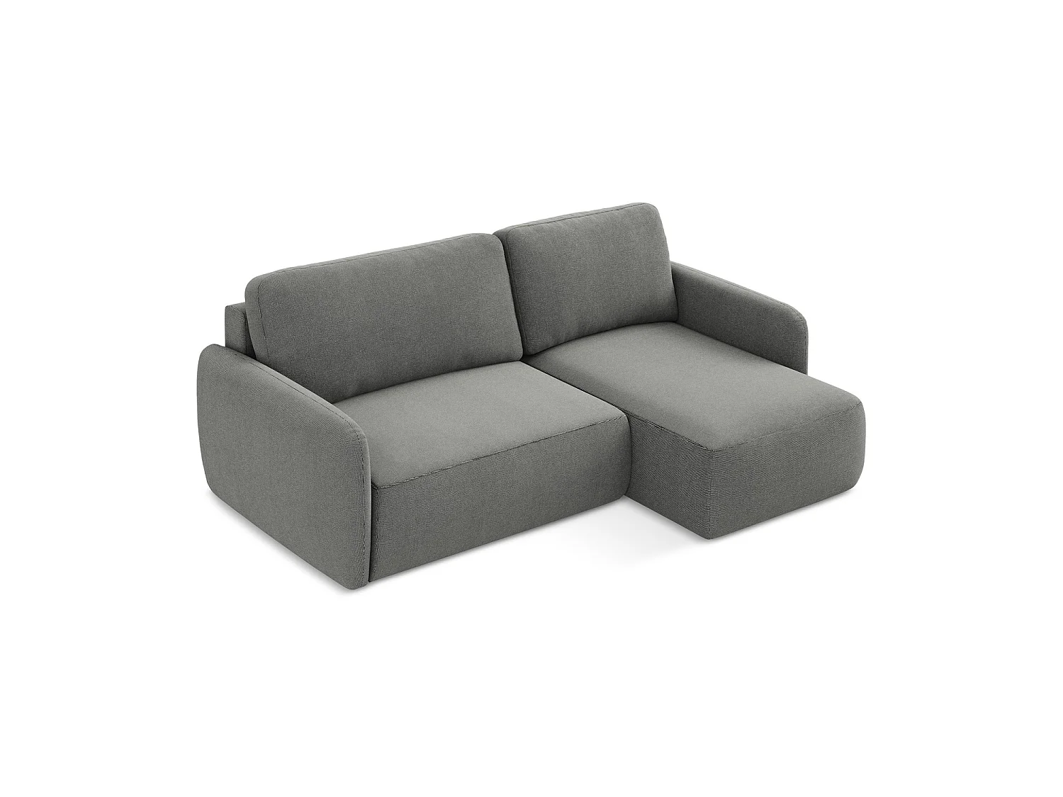 Canapé d'angle droit convertible en tissu texturé - gris - CORLE