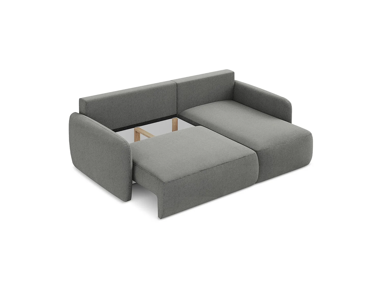 Canapé d'angle droit convertible en tissu texturé - gris - CORLE