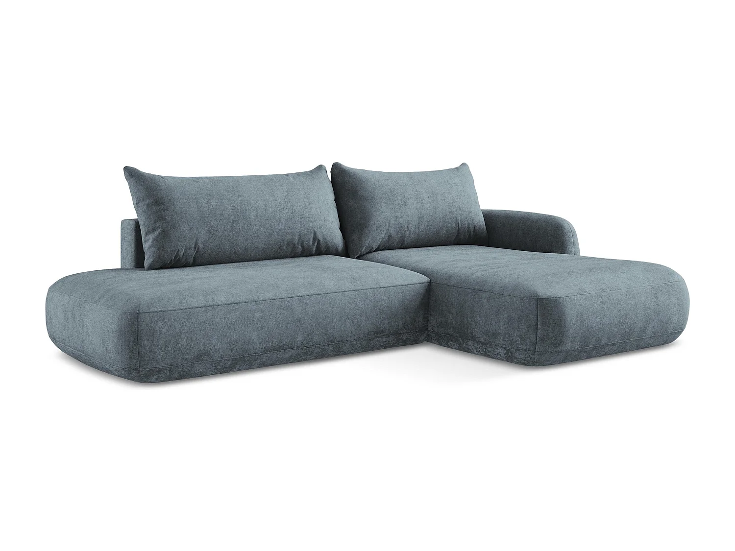 Canapé d'angle droit convertible en tissu chenille - jeans - HALE