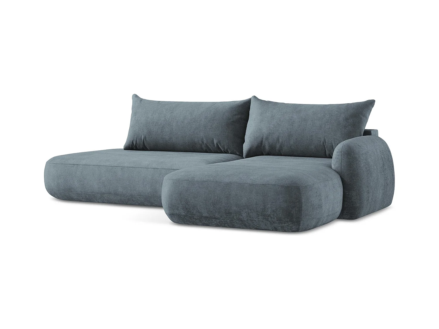Canapé d'angle droit convertible en tissu chenille - jeans - HALE