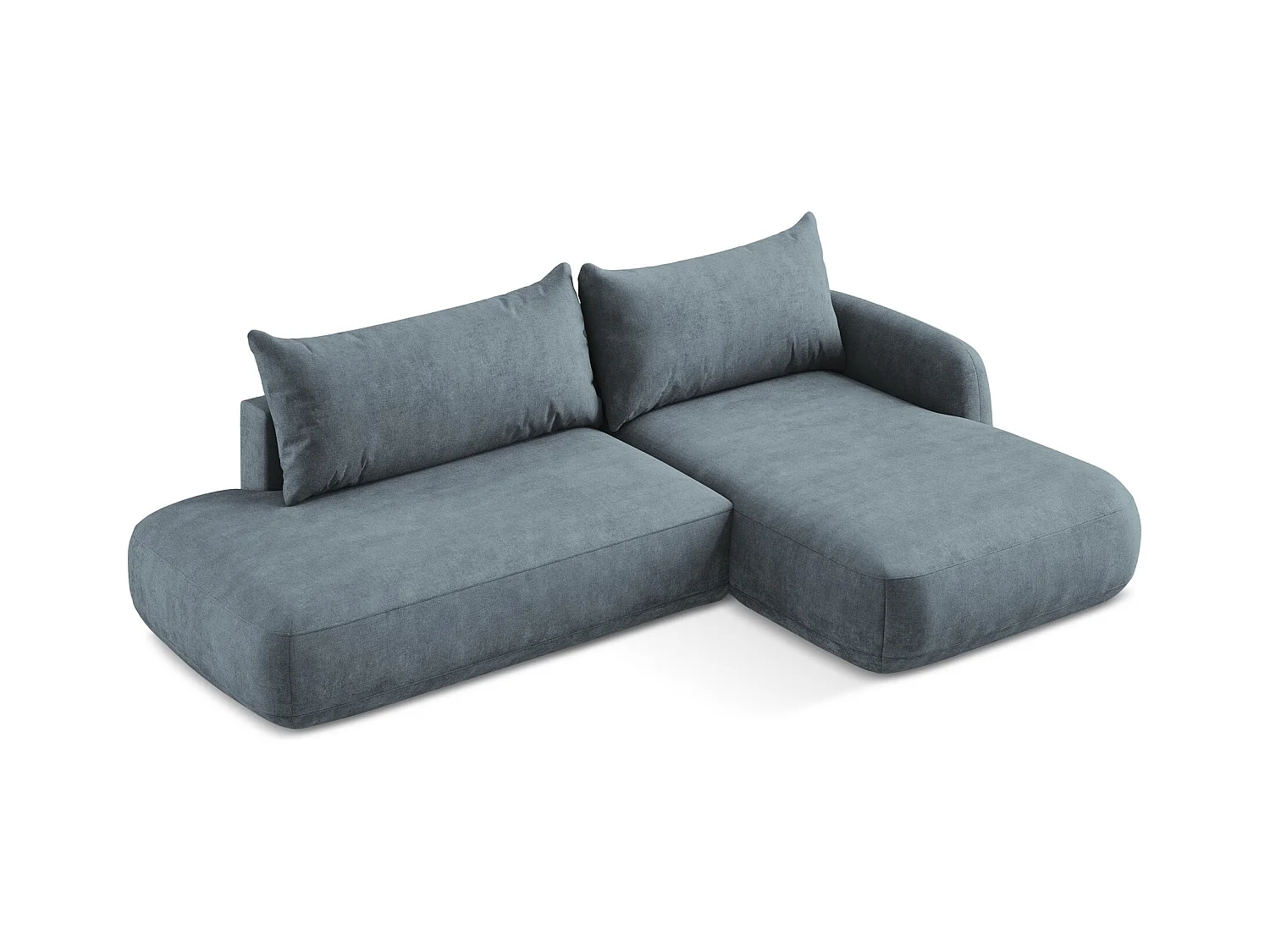 Canapé d'angle droit convertible en tissu chenille - jeans - HALE