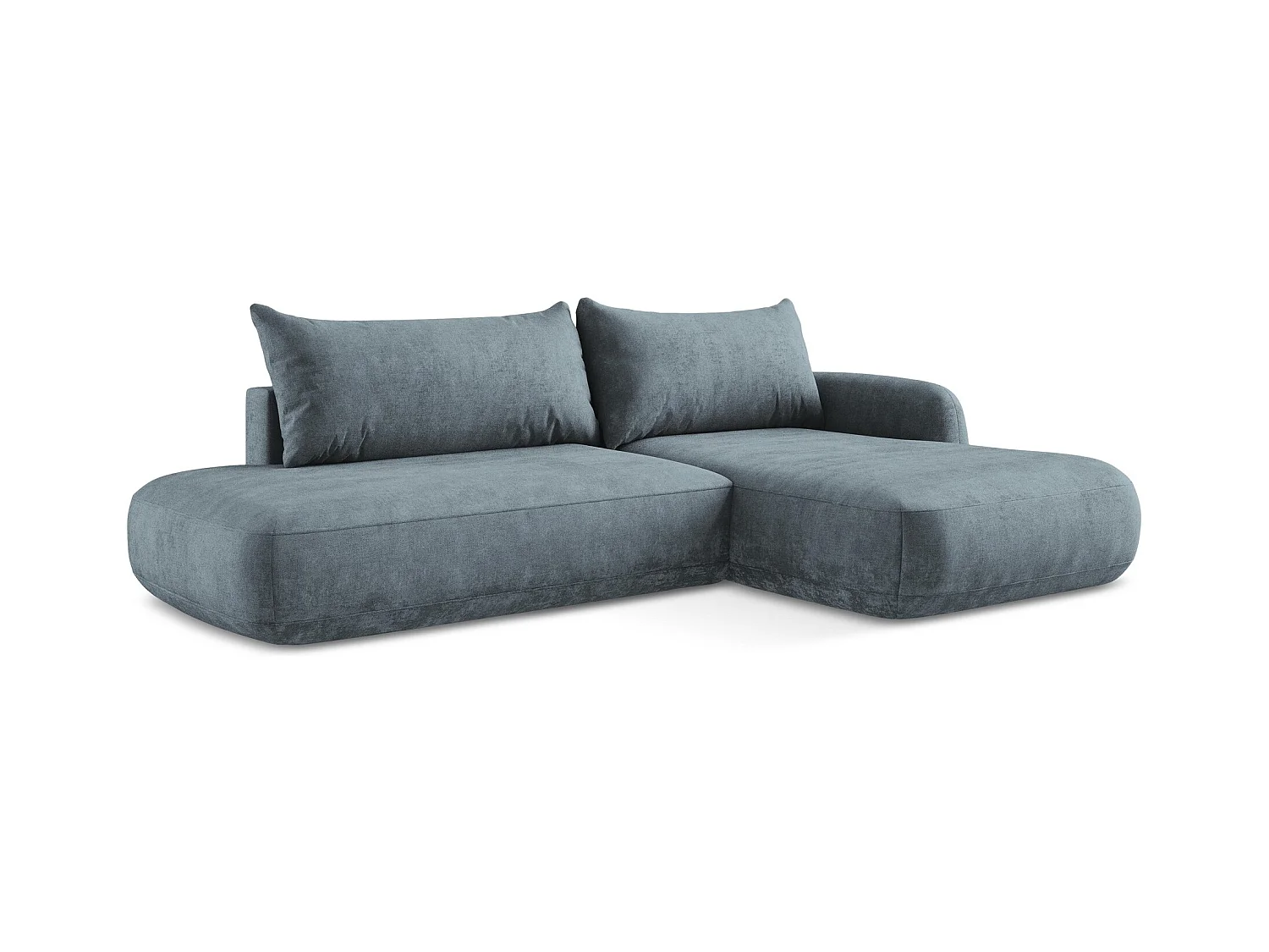 Canapé d'angle droit convertible en tissu chenille - jeans - HALE