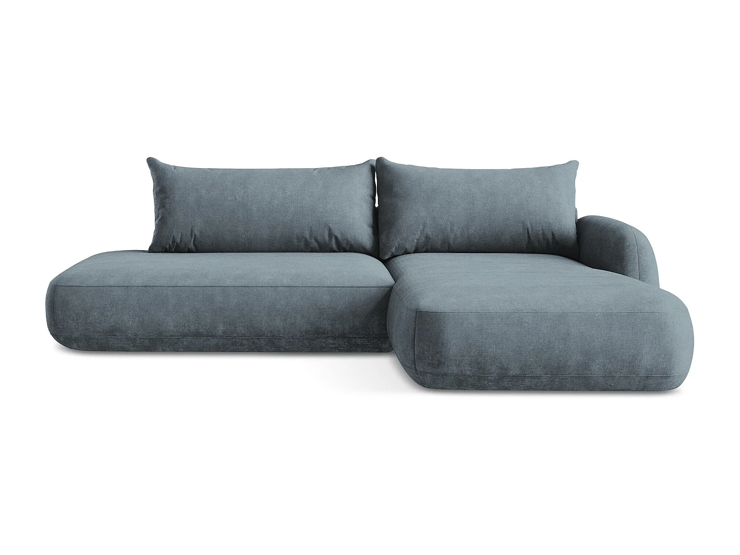 Canapé d'angle droit convertible en tissu chenille - jeans - HALE