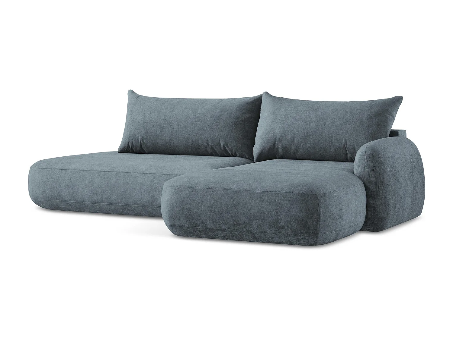 Canapé d'angle droit convertible en tissu chenille - jeans - HALE