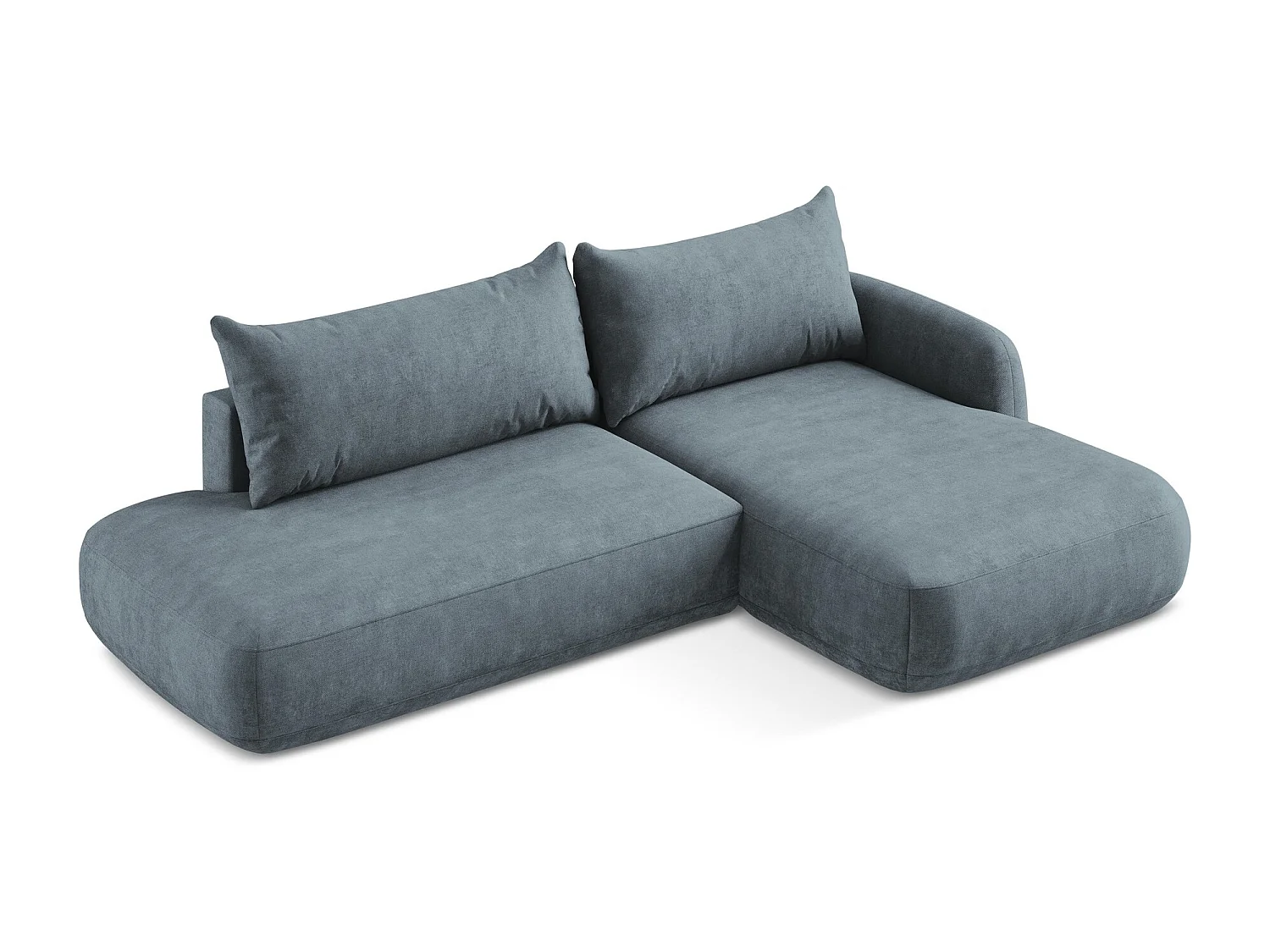 Canapé d'angle droit convertible en tissu chenille - jeans - HALE