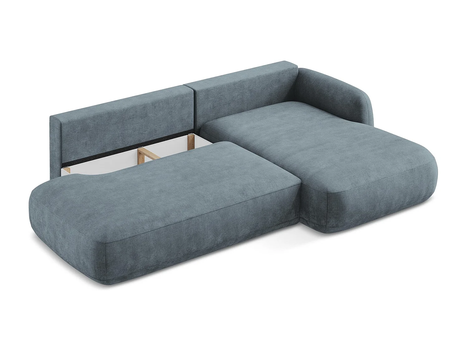 Canapé d'angle droit convertible en tissu chenille - jeans - HALE