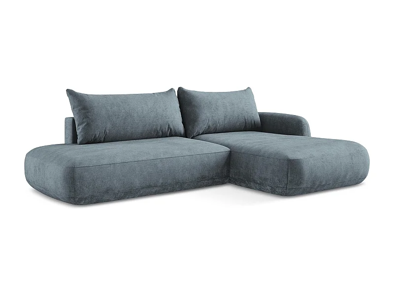 Canapé d'angle droit convertible en tissu chenille - jeans - HALE